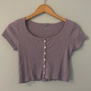 Brandy Melville- Purple Button Up Top | John Galt Women’s Purple Top Small